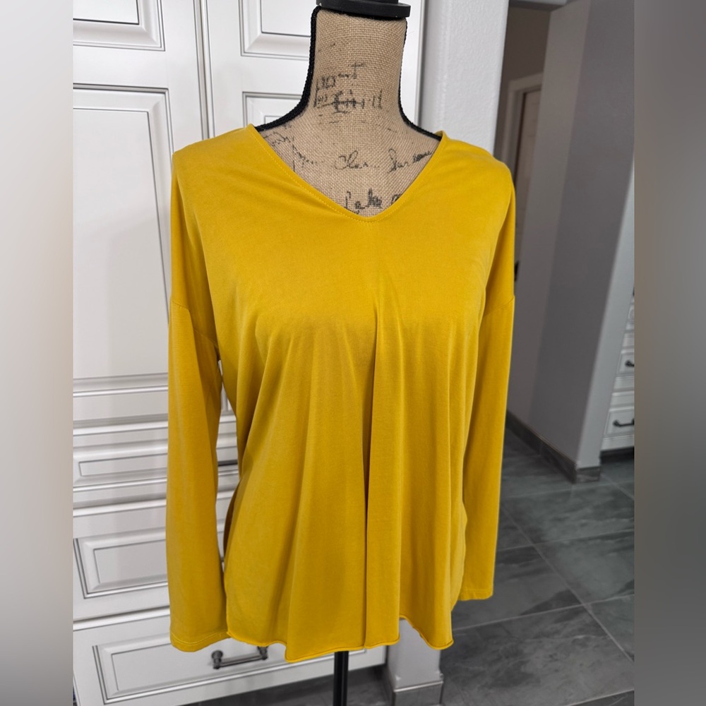 Lush Brand, Mustard yellow Long Sleeve V-Neck Top. Size Medium